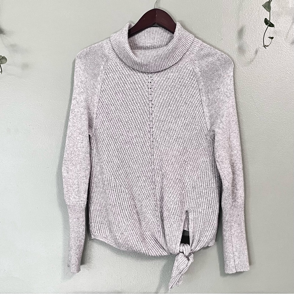 • soft side-tie turtleneck sweater •